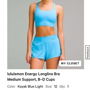 Lululemon Longline Energy Bra Size 12 B-D cup